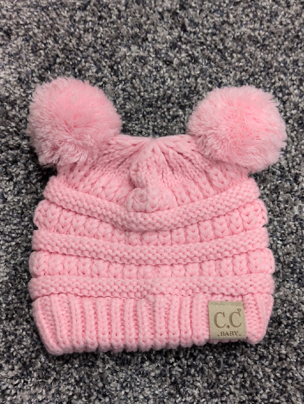 FREE w/ Purchase! - C.C Baby Pink Pom Pom Cable Knit Hat